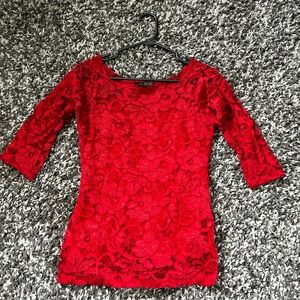 Suzy Shier Red Lace Blouse